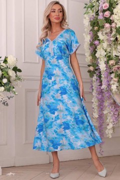 Платье длинное голубого цвета с кружевом Wisell