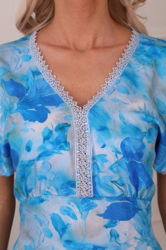 Платье длинное голубого цвета с кружевом Wisell(фото3)