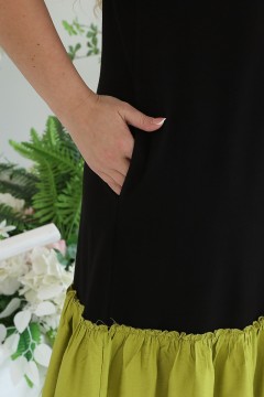 Платье трикотажное чёрное с оборкой по низу Wisell(фото4)