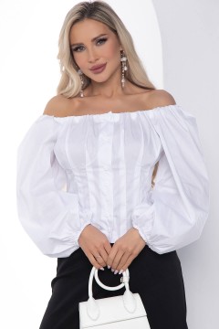 Блузка белая с открытыми плечами  Lady Taiga