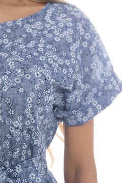 Блузка летняя синего цвета с поясом Lady Taiga(фото3)