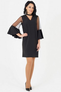 Чёрное платье с прозрачными рукавами Ajour(фото2)