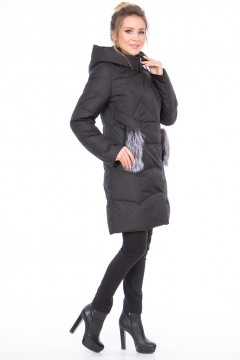 Модное пальто чёрного цвета Dilisa(фото4)