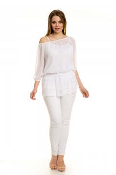 Шифоновая блуза белого цвета Novita(фото2)