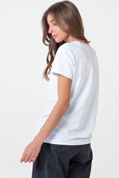 Белая футболка с принтом Fly(фото3)
