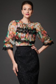 Романтичная блуза из шифона Версаль 50 размера Art-deco