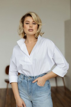 Стильная однотонная блузка Фабрика белых блуз