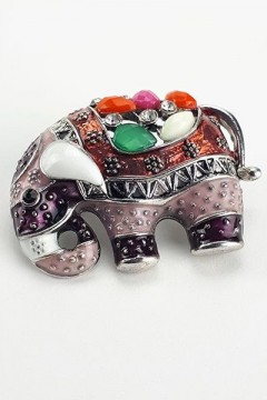 Цветная брошь Индийский слоник Agata