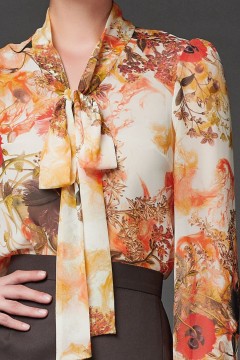 Утончённая шифоновая блуза Лотос 48 размера Art-deco(фото2)