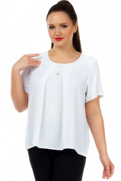 Белая блузка с застроченными складками Liza Fashion