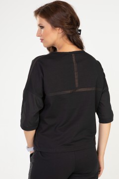 Чёрная блуза с прозрачным карманом Prima Linea(фото5)