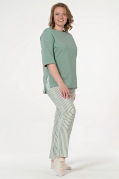 Летние брюки в зелёную полоску Diana(фото2)