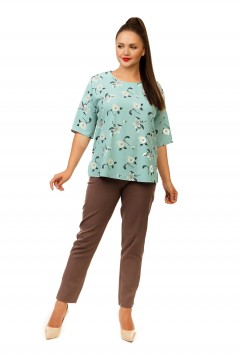 Простая блуза с красивым нежным принтом Liza Fashion(фото2)