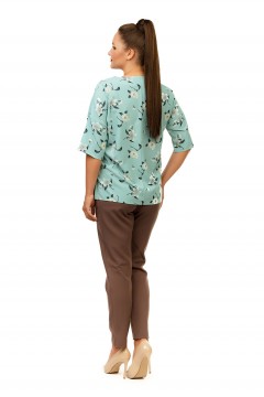 Простая блуза с красивым нежным принтом Liza Fashion(фото3)