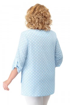Голубая блузка в горошек 1329 голубой 56 размера БелЭкспози(фото3)
