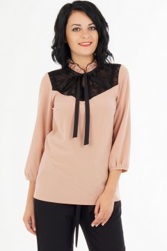 Женская блузка с контрастным гипюром Ajour