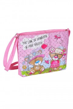 Мягкая сумочка Мишки на полянке розовая 18 см Familiy