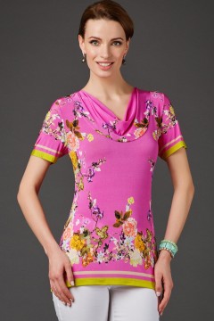 Яркая блуза с цветочным принтом Лоза 46 размера Art-deco