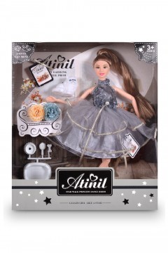 Кукла в сером платье с кошечкой и аксессуарами Familiy