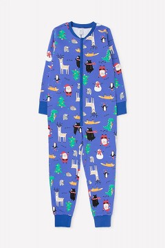 Пижамный комбинезон для мальчика К 6180/праздничный микс на ярко-синем комбинезон Crockid(фото4)