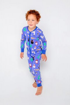 Пижамный комбинезон для мальчика К 6180/праздничный микс на ярко-синем комбинезон Crockid(фото2)