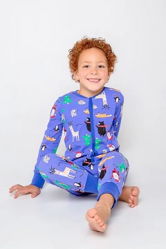 Пижамный комбинезон для мальчика К 6180/праздничный микс на ярко-синем комбинезон Crockid(фото3)