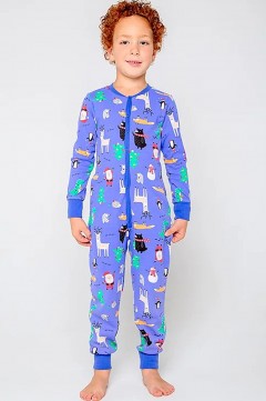 Пижамный комбинезон для мальчика К 6180/праздничный микс на ярко-синем комбинезон Crockid