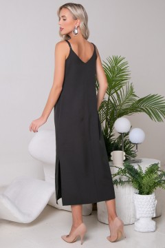 Чёрное женское платье-комбинация Modellos(фото3)