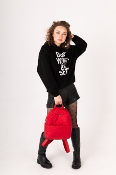 Комфортный женский рюкзак Nino красный стёганая ткань Chica rica(фото2)