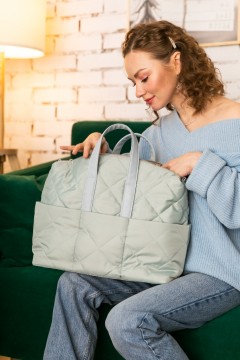 Удобная женская сумка Evita светло-мятный текстиль - голубой Chica rica(фото3)