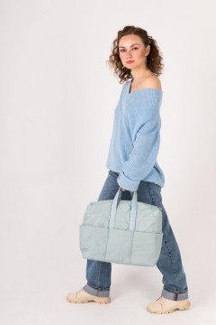 Удобная женская сумка Evita светло-мятный текстиль - голубой Chica rica(фото2)