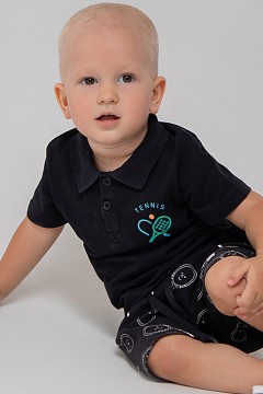 Модная футболка-поло для мальчика КР 301633/черный к320 джемпер-поло Crockid