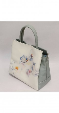 Удобная женская сумка Eleganta серо-голубой Цветы  Chica rica(фото2)