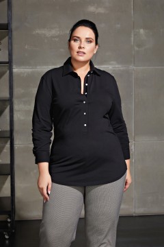 Чёрная блузка с укороченной застёжкой 64 размера Averi(фото3)