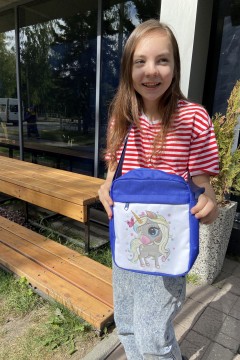 Красивая детская сумочка (оксфорд) синий Единорожка  Chica rica(фото2)