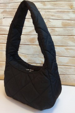 Стильная женская сумка Bonya стеганая ткань черный Chica rica(фото3)