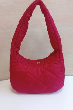 Яркая женская сумка Bonya стеганая ткань красный Chica rica