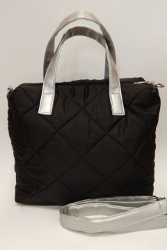 Удобная женская сумка Marta черная стеганая ткань Chica rica(фото3)