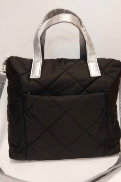Удобная женская сумка Marta черная стеганая ткань Chica rica(фото4)