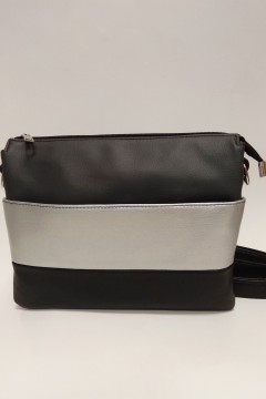 Симпатичная женская сумка MiniFlash черный-серебро-графит c ремнем Chica rica(фото3)