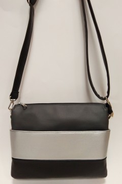 Симпатичная женская сумка MiniFlash черный-серебро-графит c ремнем Chica rica(фото2)