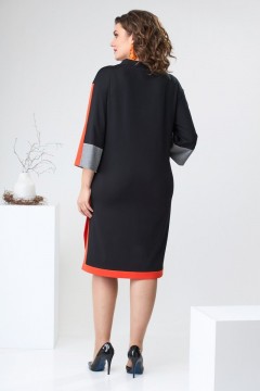 Стильное женское платье 1-2465 ЧЕРНЫЙ/ОРАНЖЕВЫЙ 62 размера Romanovich Style(фото4)