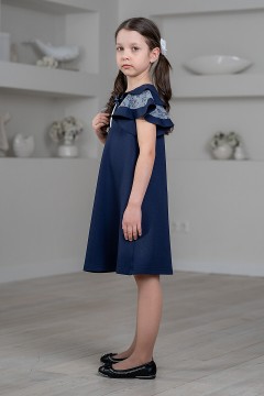 Школьное платье для девочки с рукавами крылышками ШП-2301-14 Alolika(фото2)