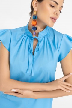 Голубая блузка с разрезом по переду Charutti(фото3)