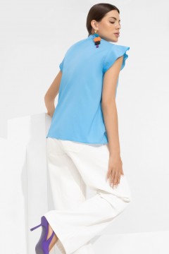 Голубая блузка с разрезом по переду Charutti(фото4)
