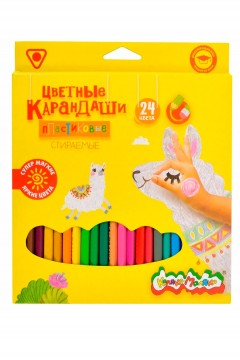 Карандаши цветные 24 цв стираемые с ластиком трехгранные пластиковые Каляка-Маляка ККМП24 Familiy