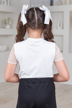 Белая школьная блуза из вискозы для девочки ДЖ-2302-54 Alolika(фото4)
