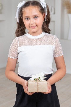 Белая школьная блуза из вискозы для девочки ДЖ-2302-54 Alolika