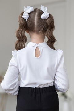 Школьная блуза для девочки с брошью ТБ-2005-54 Alolika(фото4)