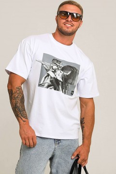 Белая мужская футболка с принтом 40718 Натали men